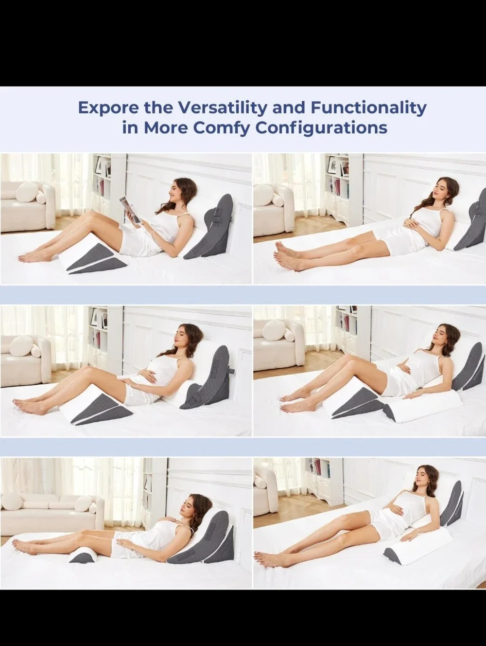 🔸️🔹️ MASVIS 5PCS Orthopedic Bed Wedge Pillow Set for Sleeping